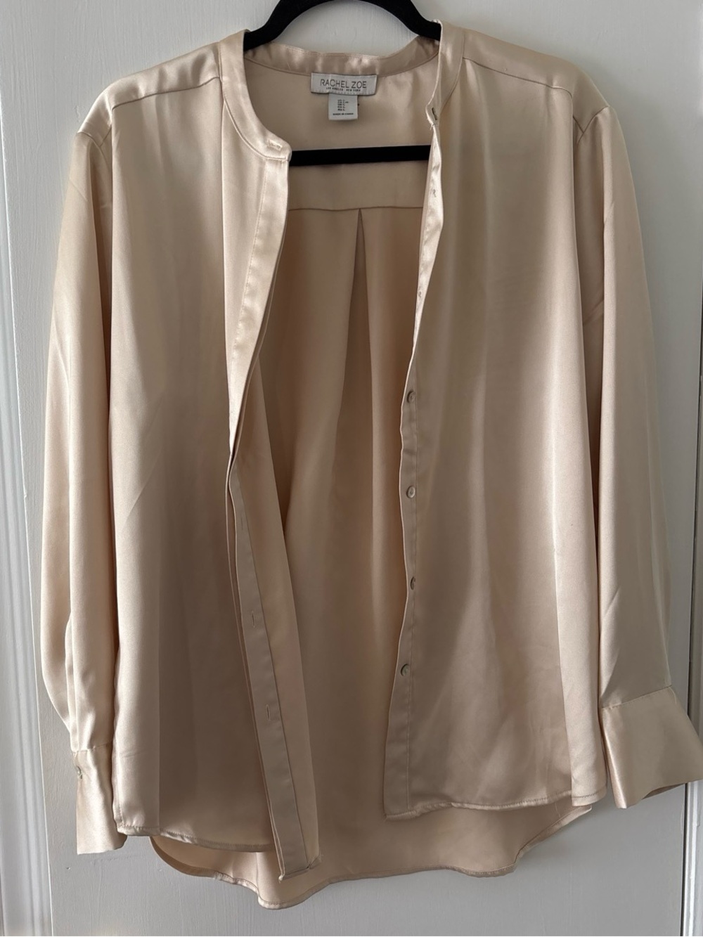 Rachel Zoe Cream Silk-Blend Button Front Blouse